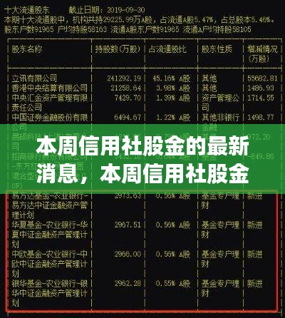 本周信用社股金動態(tài)解析與觀點闡述，最新消息深度探討