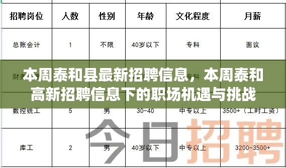 本周泰和高新招聘信息更新，職場機(jī)遇與挑戰(zhàn)揭秘