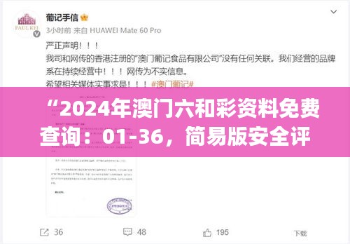 “2024年澳門六和彩資料免費查詢：01-36，簡易版安全評估ESJ183.21”