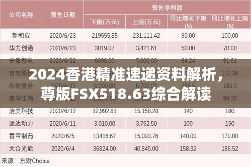 2024香港精準速遞資料解析，尊版FSX518.63綜合解讀