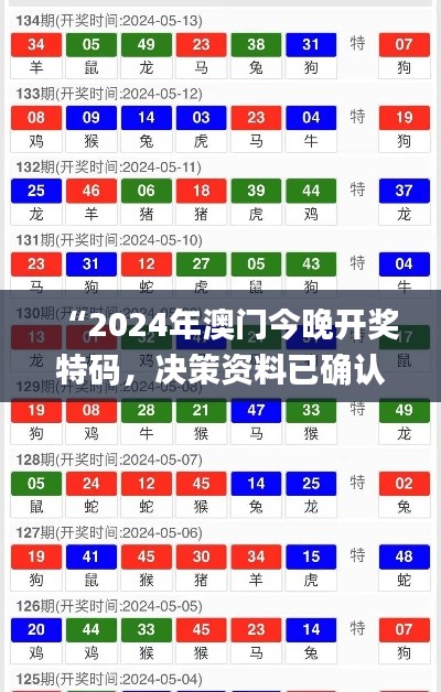 “2024年澳門今晚開獎特碼，決策資料已確認_資源版MKX518.15”