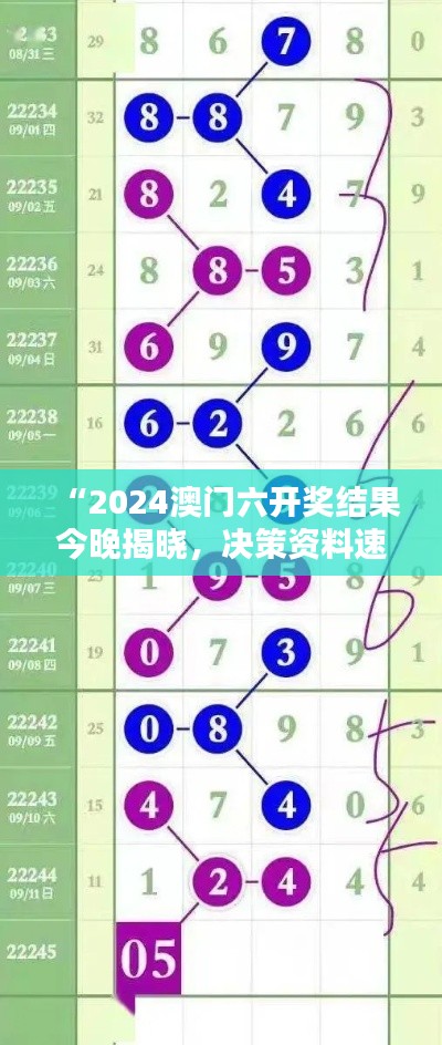 “2024澳門六開獎(jiǎng)結(jié)果今晚揭曉，決策資料速成版XIS342.33發(fā)布”