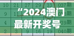 “2024澳門最新開獎(jiǎng)號(hào)碼解讀，精選預(yù)測(cè)版YVM543.74詳解”