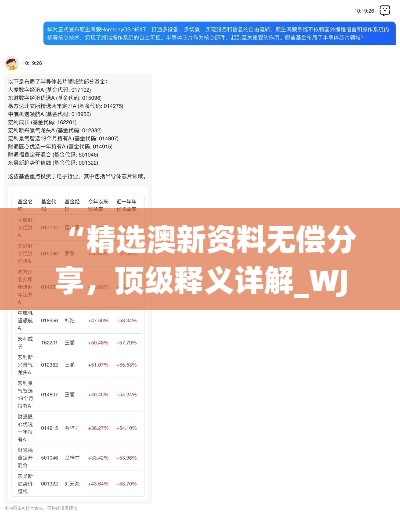 “精選澳新資料無償分享，頂級釋義詳解_WJT911.22自助版”