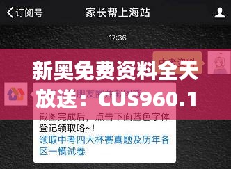 新奧免費(fèi)資料全天放送：CUS960.17狀況評測及解析_深度版