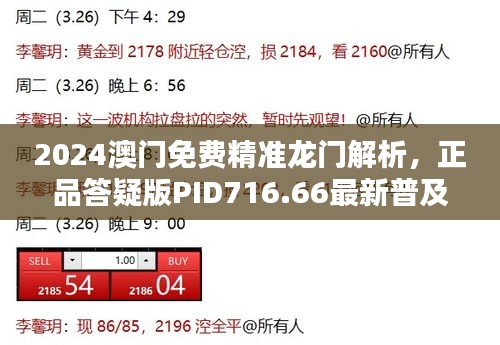 2024澳門免費(fèi)精準(zhǔn)龍門解析，正品答疑版PID716.66最新普及版