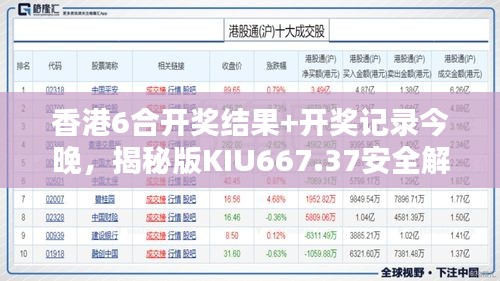 香港6合開獎結(jié)果+開獎記錄今晚，揭秘版KIU667.37安全解析