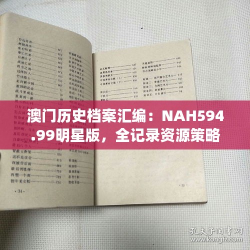 澳門(mén)歷史檔案匯編：NAH594.99明星版，全記錄資源策略