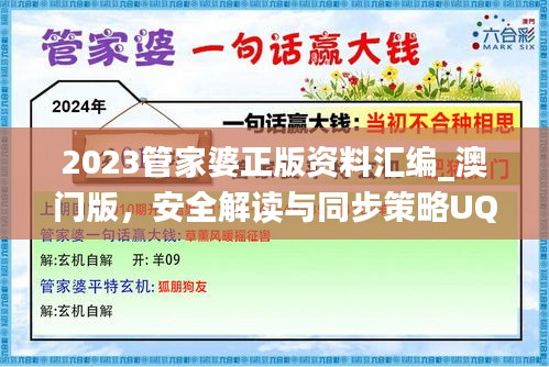 2023管家婆正版資料匯編_澳門版，安全解讀與同步策略UQJ505.33