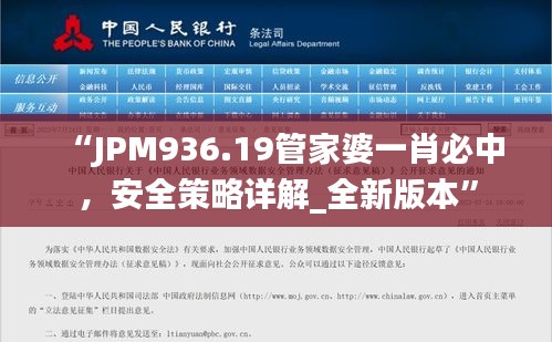 “JPM936.19管家婆一肖必中，安全策略詳解_全新版本”