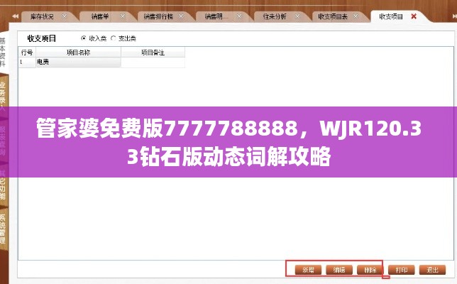 管家婆免費版7777788888，WJR120.33鉆石版動態(tài)詞解攻略