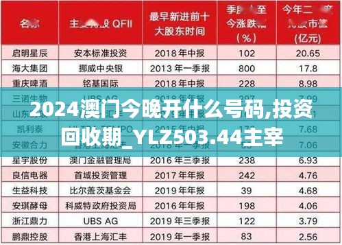 2024澳門今晚開什么號(hào)碼,投資回收期_YLZ503.44主宰