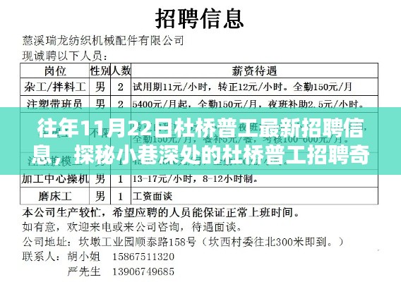 杜橋普工最新招聘信息揭秘，11月22日探秘小巷深處的招聘奇遇記