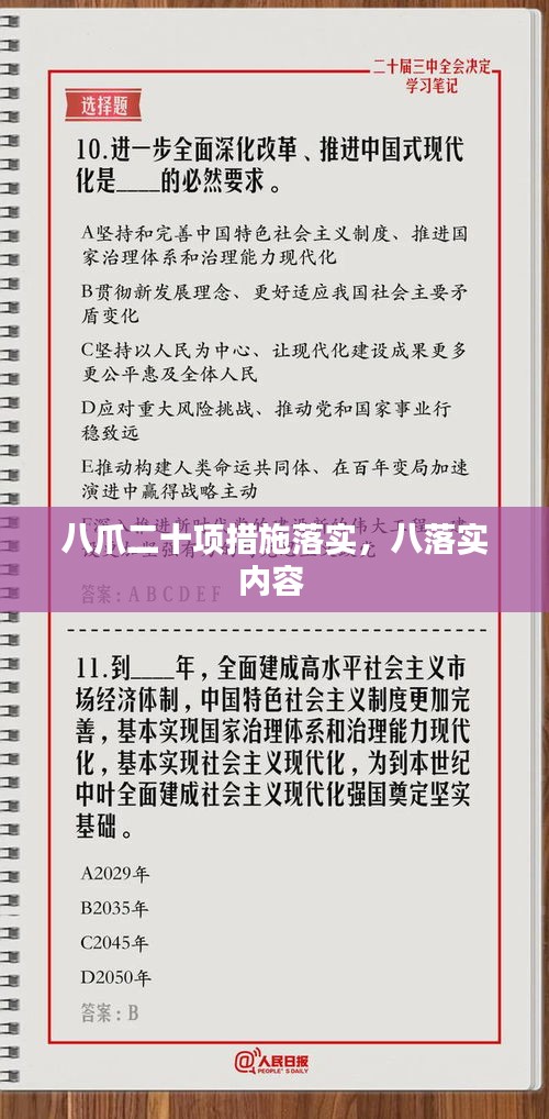 八爪二十項措施落實，八落實內(nèi)容 