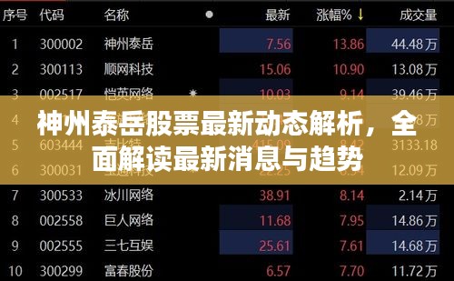 神州泰岳股票最新動(dòng)態(tài)解析，全面解讀最新消息與趨勢(shì)
