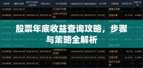 股票年底收益查詢攻略，步驟與策略全解析